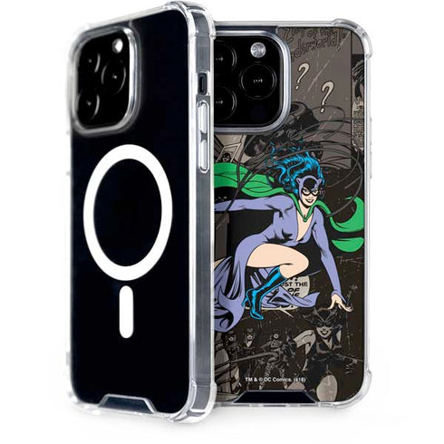 DC Comics Catwoman Vintage Action Pose Pattern iPhone 15 Pro Max MagSafe Case