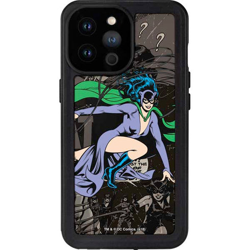 DC Comics Catwoman Vintage Action Pose Pattern iPhone 14 Pro Max Waterproof Case