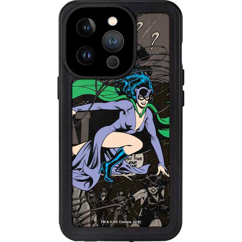 DC Comics Catwoman Vintage Action Pose Pattern iPhone 14 Pro Waterproof Case