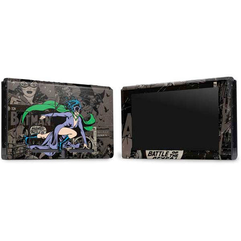 DC Comics Catwoman Vintage Action Pose Pattern Nintendo Switch Bundle Skin