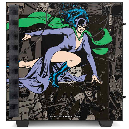 DC Comics Catwoman Vintage Action Pose Pattern NZXT H510 Compact ATX Mid-Tower Case Skin
