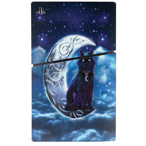Celtic Black Cat by Brigid Ashwood PS5 Slim Digital Edition Bundle Skin