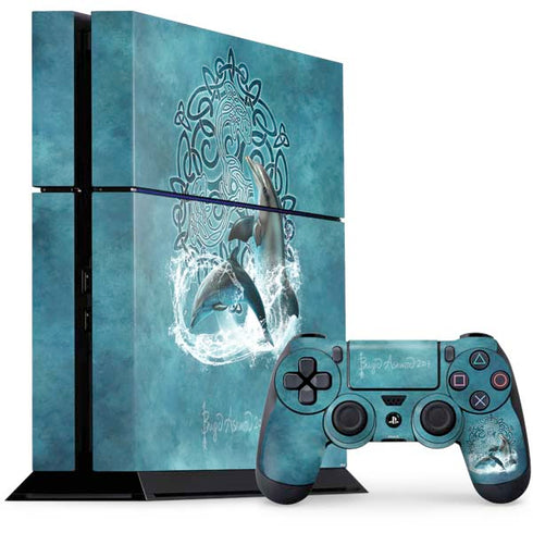 Brigid Ashwood Celtic Dolphin PS4 Console and Controller Bundle Skin