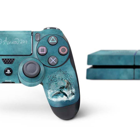 Brigid Ashwood Celtic Dolphin PS4 Console and Controller Bundle Skin
