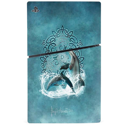 Celtic Dolphin by Brigid Ashwood PS5 Slim Disk Bundle Skin