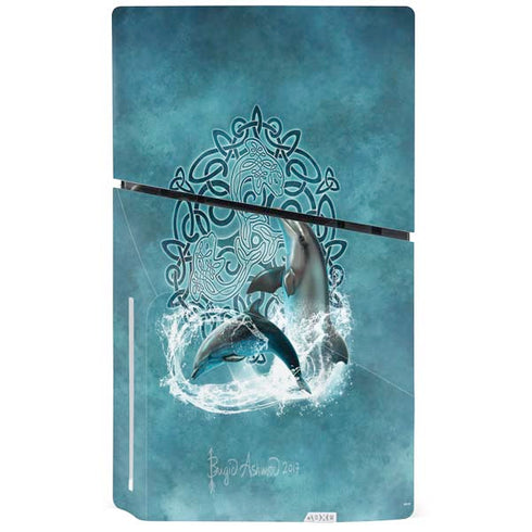Celtic Dolphin by Brigid Ashwood PS5 Slim Disk Console Skin