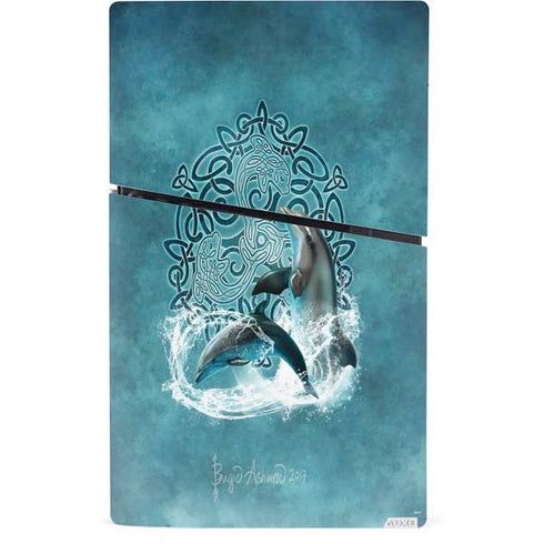 Celtic Dolphin by Brigid Ashwood PS5 Slim Digital Edition Bundle Skin