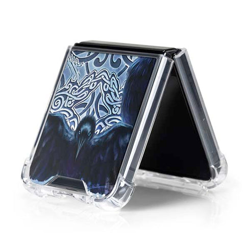 Celtic Raven by Brigid Ashwood Galaxy Z Flip5 5G Clear Case