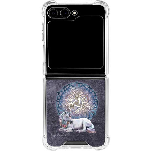 Celtic Unicorn by Brigid Ashwood Galaxy Z Flip5 5G Clear Case
