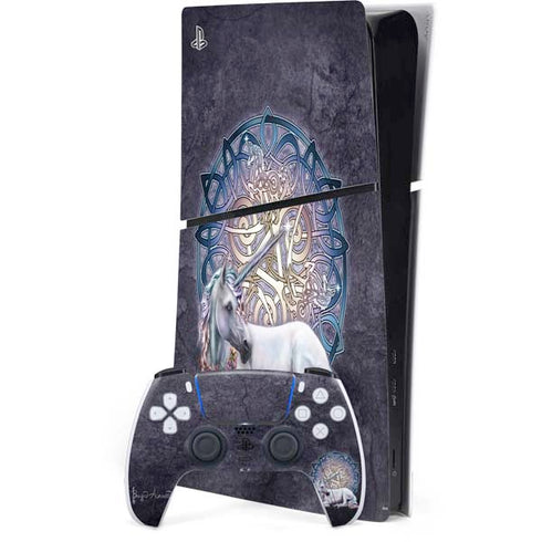 Celtic Unicorn by Brigid Ashwood PS5 Slim Digital Edition Console Skin