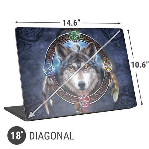 Brigid Ashwood Celtic Wolf Guide Universal Laptop 18in (14.6 x 10.6in) Skin