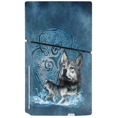 Celtic Wolf by Brigid Ashwood PS5 Slim Disk Bundle Skin