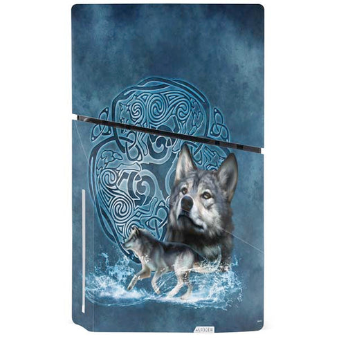 Celtic Wolf by Brigid Ashwood PS5 Slim Disk Console Skin