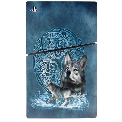 Celtic Wolf by Brigid Ashwood PS5 Slim Digital Edition Console Skin
