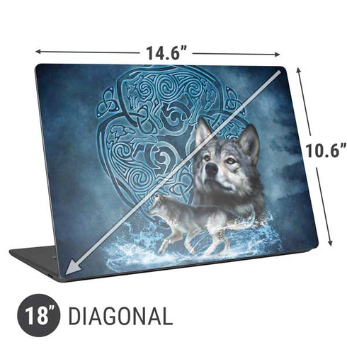 Brigid Ashwood Celtic Wolf Universal Laptop 18in (14.6 x 10.6in) Skin