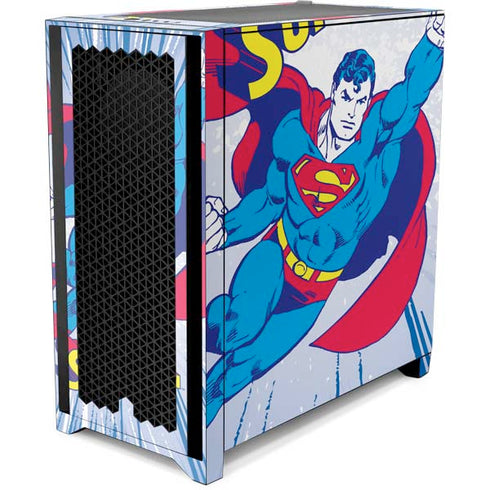 DC Comics Superman Vintage Action Pose Corsair 4000D Tempered Glass Mid-Tower ATX Case Skin