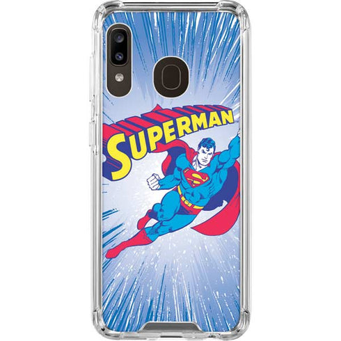 DC Comics Superman Vintage Action Pose Galaxy A30 Clear Case