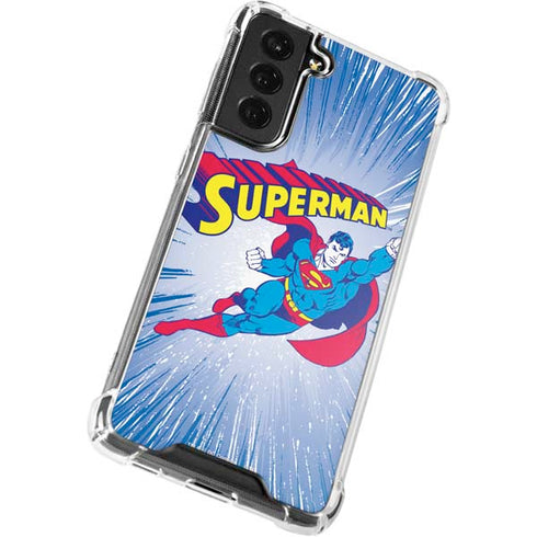 DC Comics Superman Vintage Action Pose Galaxy S21 FE Clear Case