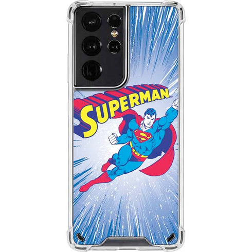 DC Comics Superman Vintage Action Pose Galaxy S21 Ultra 5G Clear Case