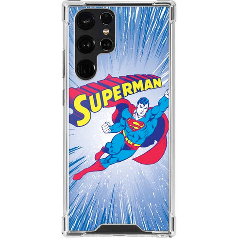 DC Comics Superman Vintage Action Pose Galaxy S22 Ultra Clear Case
