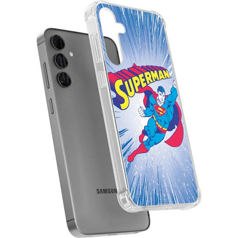 DC Comics Superman Vintage Action Pose Galaxy S24 Plus Clear Case