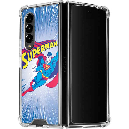 DC Comics Superman Vintage Action Pose Galaxy Z Fold4 5G Clear Case