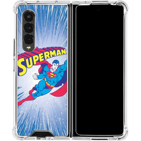 DC Comics Superman Vintage Action Pose Galaxy Z Fold4 5G Clear Case