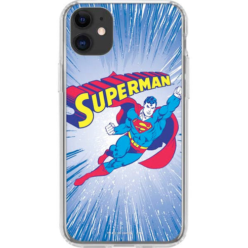 DC Comics Superman Vintage Action Pose iPhone 11 Clear Case