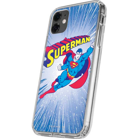 DC Comics Superman Vintage Action Pose iPhone 11 Clear Case