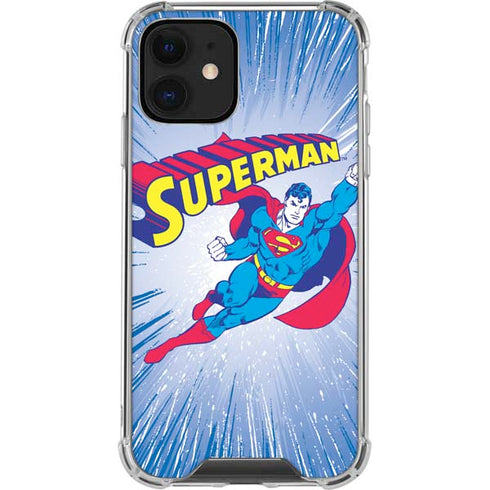 DC Comics Superman Vintage Action Pose iPhone 12 Clear Case