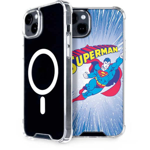 DC Comics Superman Vintage Action Pose iPhone 15 Plus MagSafe Case