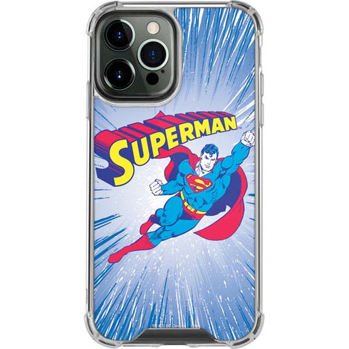 DC Comics Superman Vintage Action Pose iPhone 14 Pro Max Clear Case