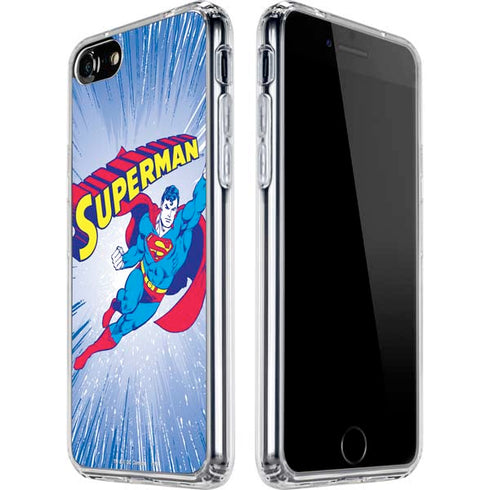 DC Comics Superman Vintage Action Pose iPhone SE (2nd & 3rd Gen) Clear Case