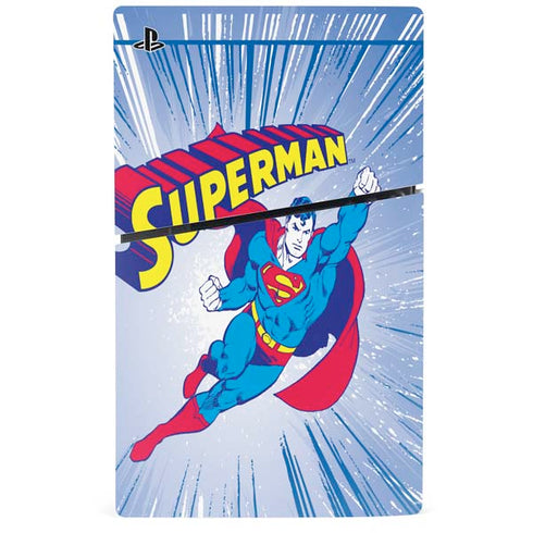 DC Comics Superman Vintage Action Pose PS5 Slim Disk Console Skin
