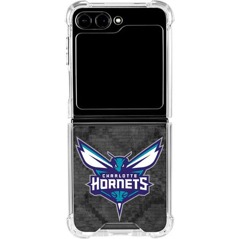 NBA Charlotte Hornets Dark Rust Galaxy Z Flip5 5G Clear Case