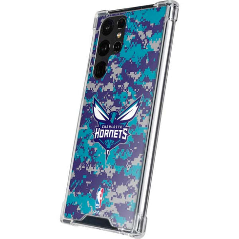 NBA Charlotte Hornets Digi Camo Galaxy S22 Ultra Clear Case