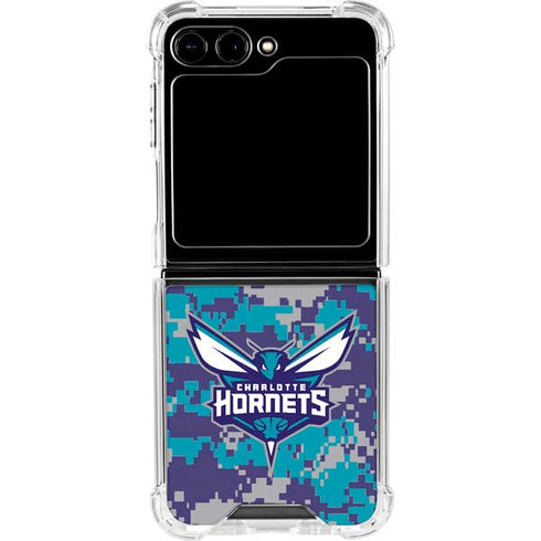 NBA Charlotte Hornets Digi Camo Galaxy Z Flip5 5G Clear Case