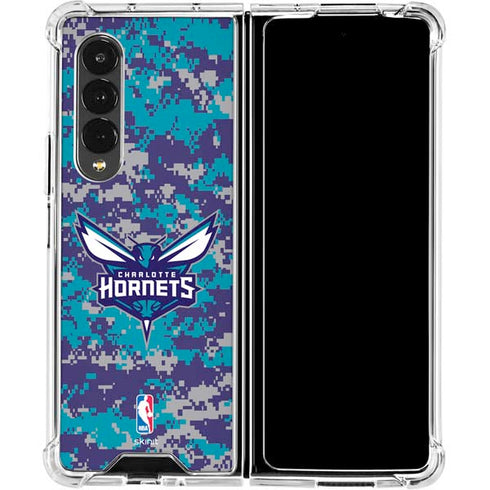 NBA Charlotte Hornets Digi Camo Galaxy Z Fold4 5G Clear Case