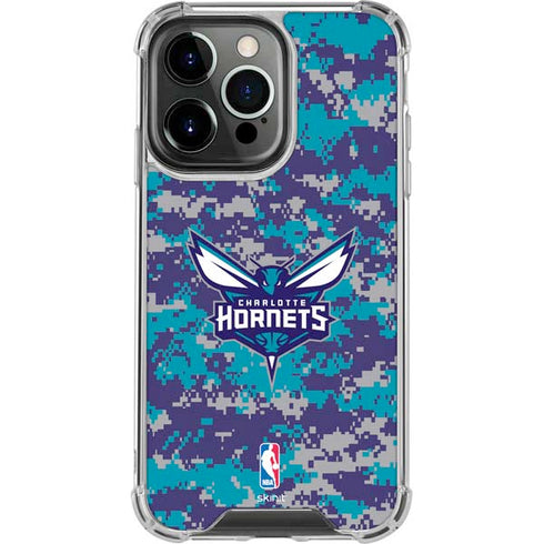 NBA Charlotte Hornets Digi Camo iPhone 14 Pro Clear Case