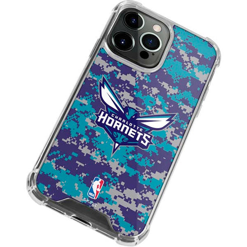 NBA Charlotte Hornets Digi Camo iPhone 15 Pro Clear Case