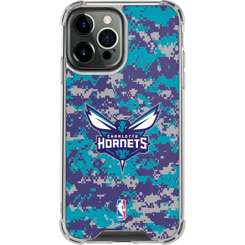 NBA Charlotte Hornets Digi Camo iPhone 14 Pro Max Clear Case