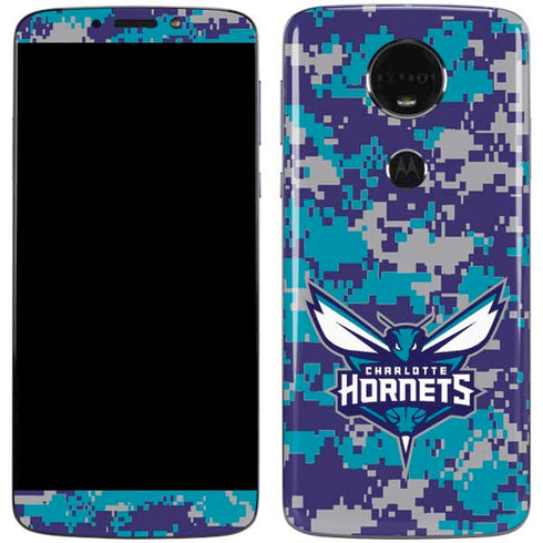 NBA Charlotte Hornets Digi Camo Moto E5 Plus Skin