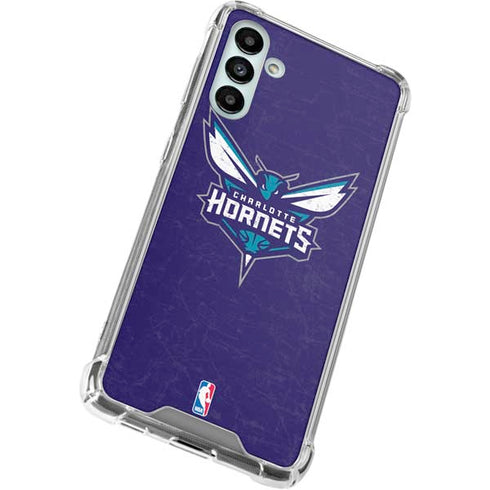 NBA Charlotte Hornets Distressed-Purple Galaxy A13 5G Clear Case