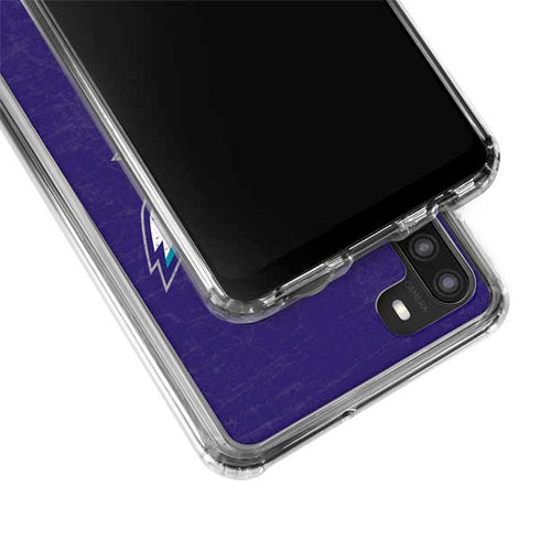 NBA Charlotte Hornets Distressed-Purple Galaxy A21 Clear Case