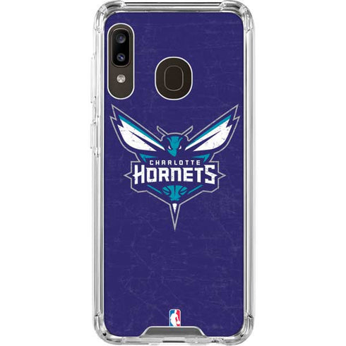 NBA Charlotte Hornets Distressed-Purple Galaxy A30 Clear Case