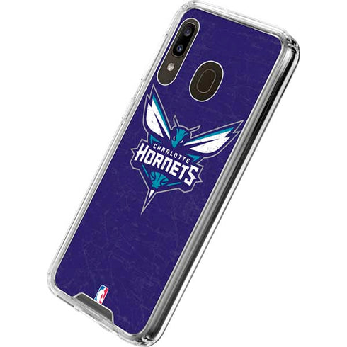 NBA Charlotte Hornets Distressed-Purple Galaxy A30 Clear Case