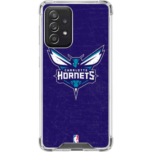 NBA Charlotte Hornets Distressed-Purple Galaxy A52 5G Clear Case