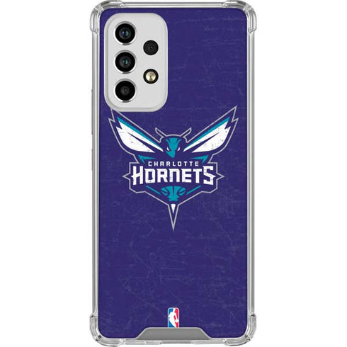 NBA Charlotte Hornets Distressed-Purple Galaxy A53 5G Clear Case