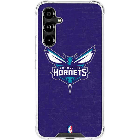 NBA Charlotte Hornets Distressed-Purple Galaxy A54 5G Clear Case