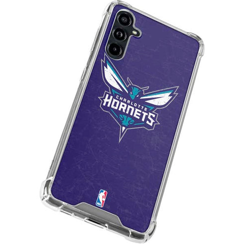 NBA Charlotte Hornets Distressed-Purple Galaxy A54 5G Clear Case
